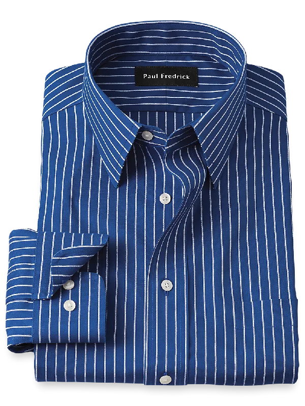 Comfort Stretch Non-Iron Stripe Dress Shirt - Cobalt