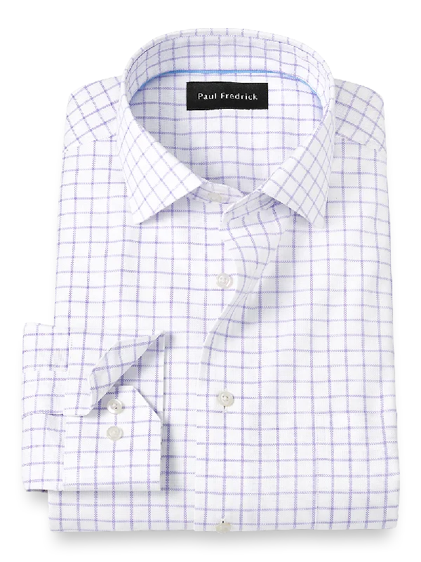 Royal Oxford Comfort Stretch Non-Iron Windowpane Dress Shirt - Lavender