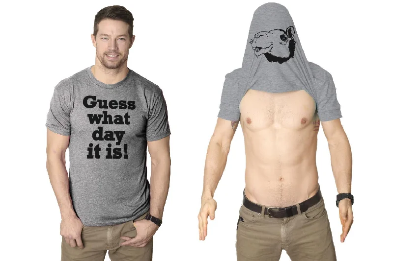 Men's ribbed t - shirts with a textured finish for added styleGuess What Day It Is Flip Men's T Shirt