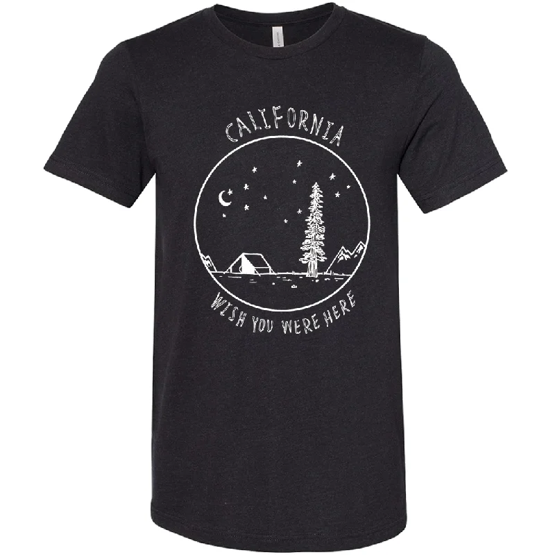 Men's short - sleeve linen t - shirts for summer beach outingsWish You Were Here White Print Asst Colors Sueded Tee