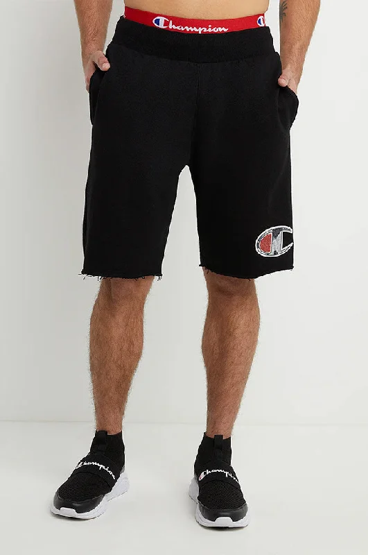 Men's adjustable - length convertible shorts for versatile use   Champion Reverse Weave Cut-Off Shorts, Chenille Logo Applique 10"
