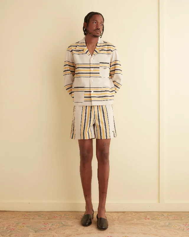 Men's drawstring casual linen shorts for a laid - back summer look Namesake Stripe Shorts