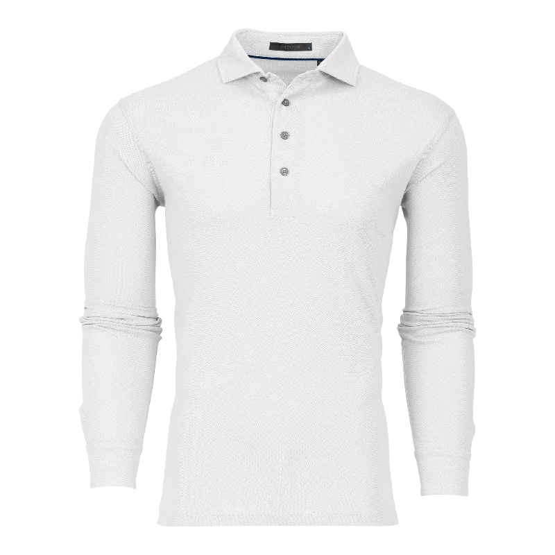 Men's stretchable athletic polo shirts for fitness workoutsOmaha Long Sleeve Polo