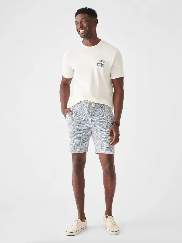 Men's checkered pattern wool shorts for a stylish winter layering option   Faherty Whitewater Sweatshort in Whitewater